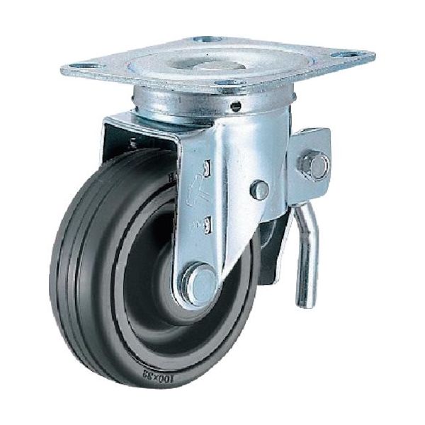 ハンマーキャスター ハンマー 旋回式ゴム車輪(ナイロンホイール・ボールベアリング)100mm トータルロック 615S-CHR100 1個（直送品）