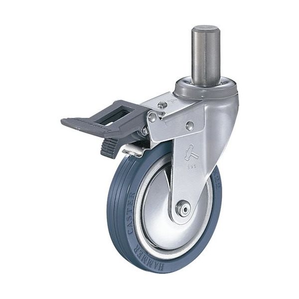 ハンマーキャスター ハンマー 差込み旋回式ゴム車輪 100mm トータルロック 915EK-PR100 1個 814-3372（直送品）