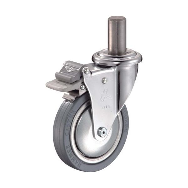 ハンマーキャスター ハンマー 差込み旋回式ゴム車輪 100mm トータルロック 916EK-PR100 1個 814-3388（直送品）