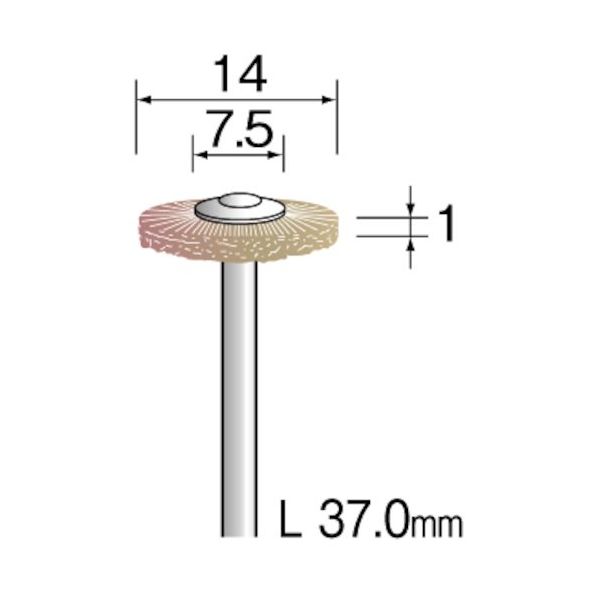ミニター ミニモ 毛ブラシ ホイール 豚毛 ハード φ14 (10本入) FC1042 1袋(10本) 853-0347（直送品）