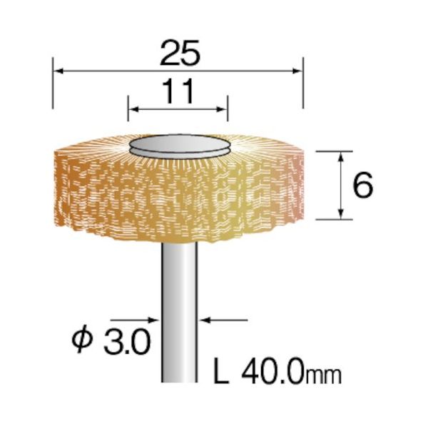 ミニター Minimo 毛ブラシ ホイール パキン ハード φ25 (3本入) FC1251 1袋(3本) 853-0362（直送品）