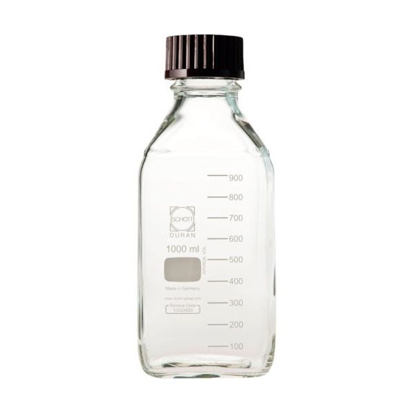 柴田科学 SIBATA ねじ口角びん 1000ml 赤キャップ付 (10個入) 017230-10001A 1箱(10個) 106-7013（直送品）