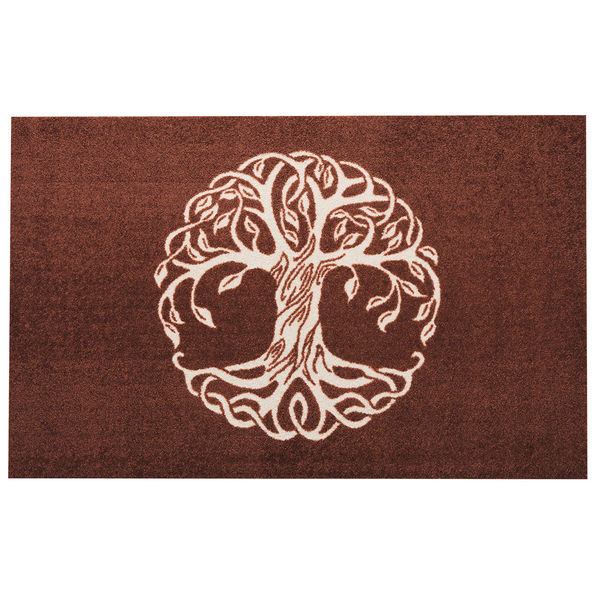 wash+dry 薄型で丈夫な洗える玄関マット Tree of Life Reddish Brown 75 x 120 cm AB00450（直送品）