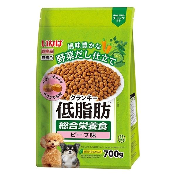 いなば 低脂肪クランキー犬 総合栄養食 野菜だし ビーフ味 国産 700g 1袋 ドッグフード ドライ - アスクル