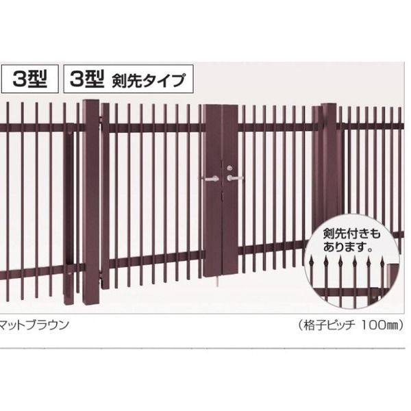 四国化成建材 EAM3型剣先タイプ W1000 H1800 縦格子(剣先タイプ) 片開き シリンダー錠 EAM3T-SI1018SSC 1個（直送品）