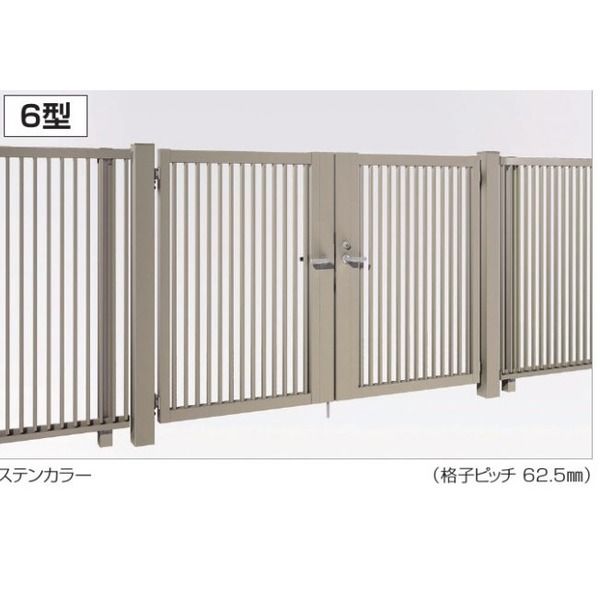 四国化成建材 EAM6型 W1000 H2000 縦格子 片開き シリンダー錠 EAM6-SO1020SBK 1個(直送品)