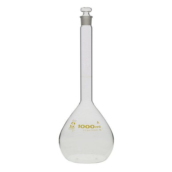 柴田科学 メスフラスコ(全量フラスコ・スーパーグレード) 透明 1000mL 英語版校正証明書付 020060-1000 1個（直送品）
