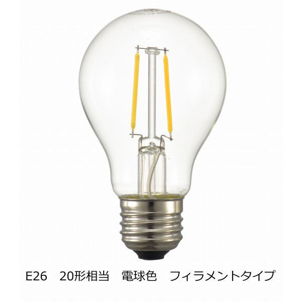 オーム電機 LED電球 フィラメント 一般電球形 E26 20W形相当 クリア LDA2L C6 1個（わけあり品）