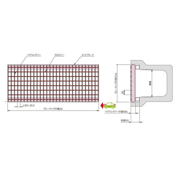 中部コーポレーション JIS側溝用かさ上げ用スチールグレーチング VG5K VG5K-44-2590B 1個（直送品） 16,701円