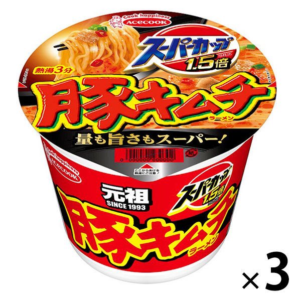 エースコック　スーパーカップ1.5倍 新・豚キムチラーメン　1セット（3個）