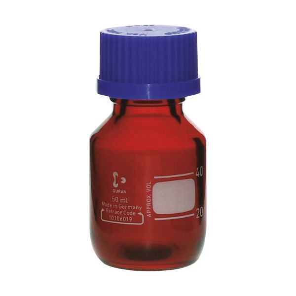 柴田科学 SIBATA 耐熱ねじ口びん 茶褐色 青キャップ付 50mL 10入 017210-50A 1箱(10個) 107-1783（直送品）