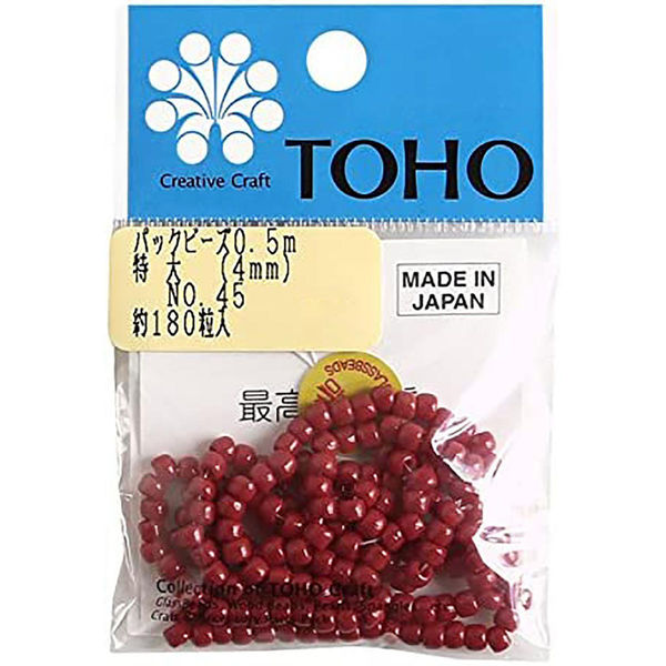 TOHO(トーホー) TOHO 特大ビーズ 糸通しビーズ 外径約4mm 0.5m入り No.45 LLB-45-PC 1箱(5枚入)（直送品）