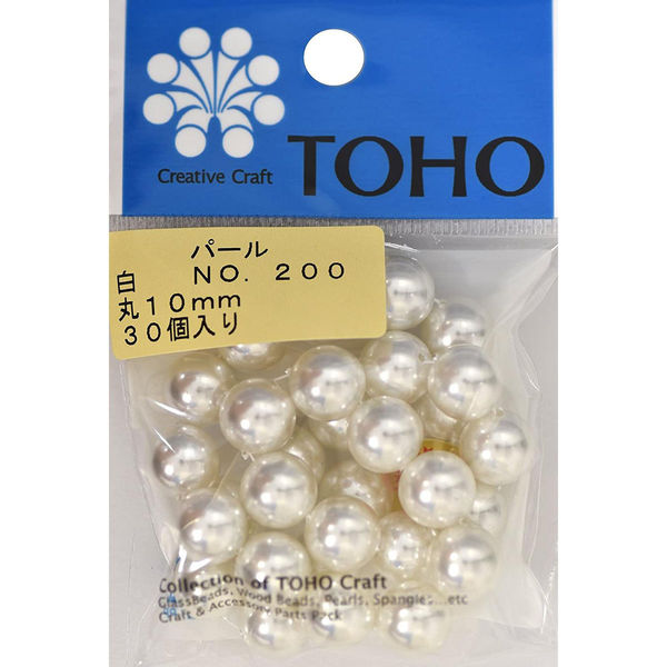 TOHO(トーホー) TOHO 丸型パール 外径約10mm 白 30ヶ入り No.200 PA-MAR10-200 1箱(5枚入)（直送品）