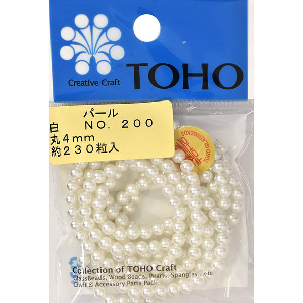 TOHO(トーホー) TOHO 丸型パール 外径約4mm 白 約230ヶ入り No.200 PA-MAR4-200 1箱(5枚入)（直送品）