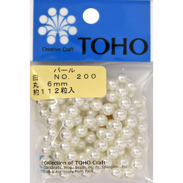 TOHO(トーホー) TOHO 丸型パール 外径約6mm 白 約112ヶ入り No.200 PA-MAR6-200 1箱(5枚入)（直送品）  アスクル