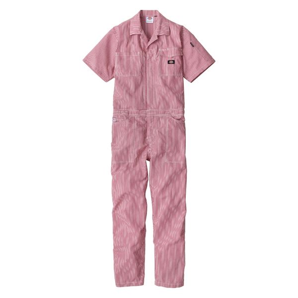 コーコス信岡　Dickies  D-7102  ライト　ストレッチヒッコリー　半袖ツナギ M レッド 1着（直送品） 6,542円