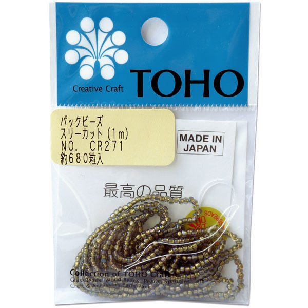 TOHO スリーカットビーズ 糸通しビーズ 外径約2.2mm 1m入り CR-271 MSB-CR271-PC 1セット(5枚)（直送品）