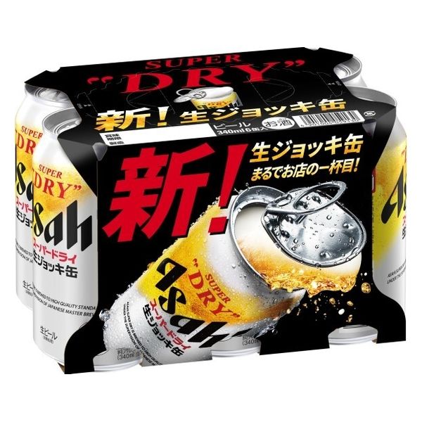 アサヒビール アサヒ スーパーDRY 生ジョッキ缶 340mlx6 x4 4901004059130 1セット(6缶x4パック)（直送品） - アスクル