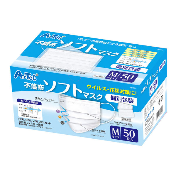 アーテック 99%カット不織布ソフトマスク(個包装)50枚入 M 51804