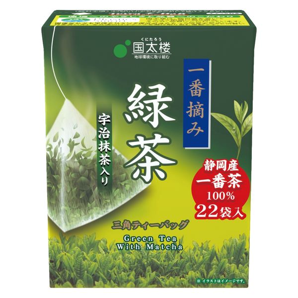 国太楼 一番摘み緑茶 宇治抹茶入り 三角ティーバッグ 1個（22