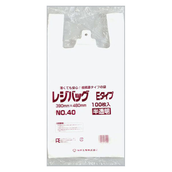 福助工業 レジ袋 レジバッグ 関西 No.40E 半透明 00157019 1ケース(1000個(100個×10)（直送品）