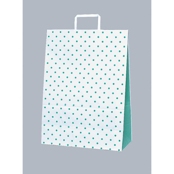 福助工業 紙手提げ袋 ラッピーバッグ No.1 水玉グリーン 00178447 1ケース(150個(50個×3)（直送品）