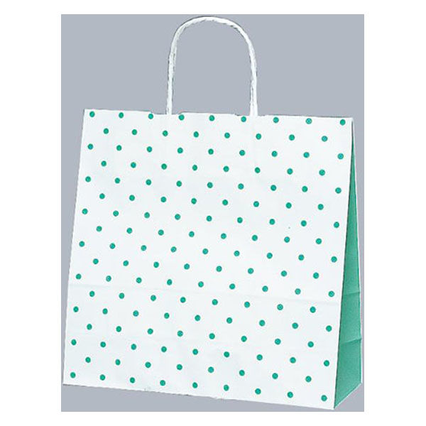 福助工業 紙手提げ袋 ラッピーバッグ No.3 水玉グリーン 00344925 1ケース(300個(50個×6)（直送品）