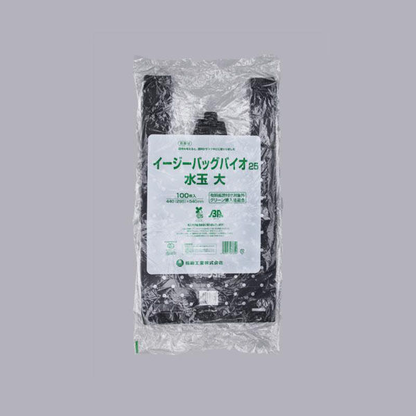 福助工業 バイオマスレジ袋 イージーバッグバイオ25 水玉柄 大 00652311 1ケース(1000個(100個×10)（直送品）