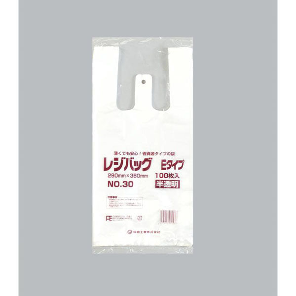 福助工業 レジ袋 レジバッグ 関西 No.30E 半透明 00754205 1ケース(2000個(100個×20)（直送品）