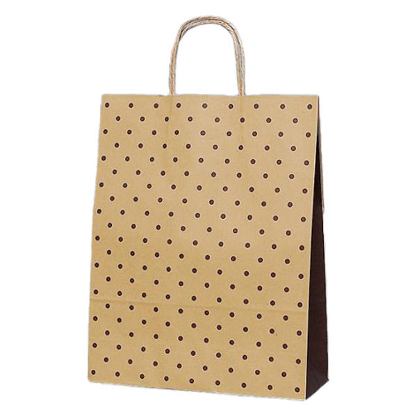 福助工業 紙手提げ袋 ラッピーバッグ No.2 水玉茶 00754273 1ケース(200個(50個×4)（直送品）
