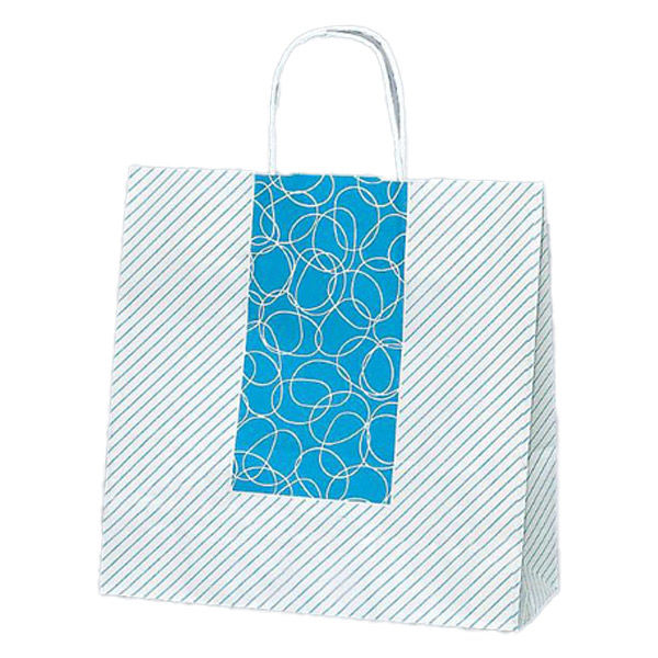 福助工業 紙手提げ袋 ラッピーバッグ No.3 リングストライプ 00754275 1ケース(300個(50個×6)（直送品）