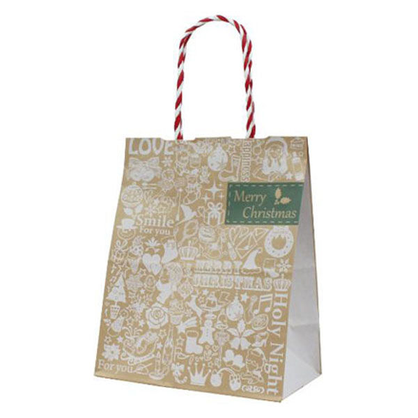 ベルベ 紙手提袋 T-2 クリスマスコレクション(茶) 00757078 1ケース(200個(25個×8)（直送品）