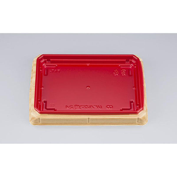 シーピー化成 寿司容器 UFハカマ盛24 杉板赤 本体(N) 0196324001355 1ケース(800個(50個×16)（直送品）