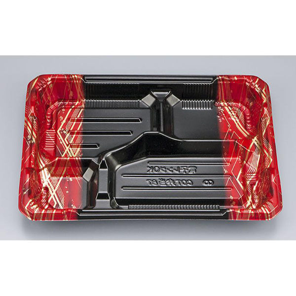 シーピー化成 弁当容器 COT弁当87 フレーム赤 本体(N) 0228187001365 1ケース(600個(50個×12)（直送品）