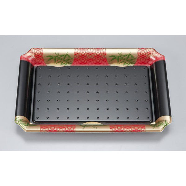 シーピー化成 刺身容器 SF盛皿64 笹山赤 本体 0275106403195 1ケース(600個(50個×12)（直送品）