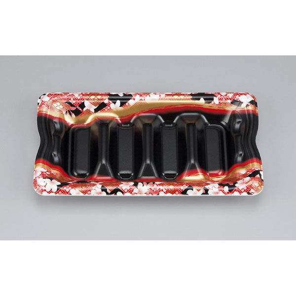 シーピー化成 寿司容器 SF華皿巻段4 花かざり赤 本体 0275674004635 1ケース(1500個(50個×30)（直送品）