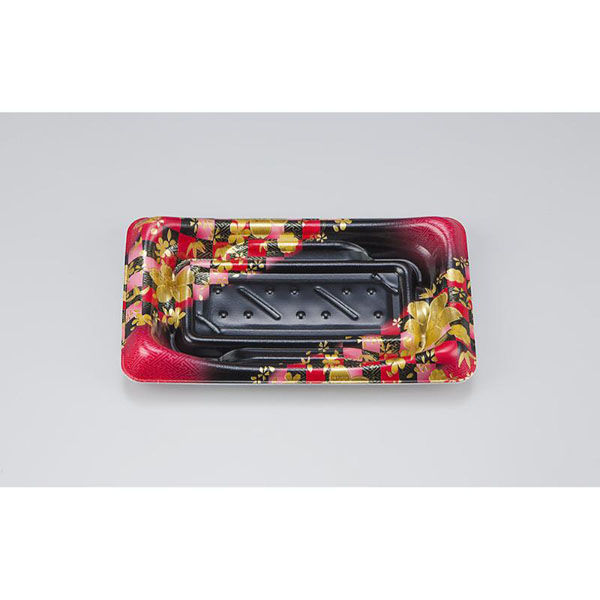 シーピー化成 寿司容器 SFうま皿13 花雅黒赤 本体 0276913008705 1ケース(1500個(50個×30)（直送品）