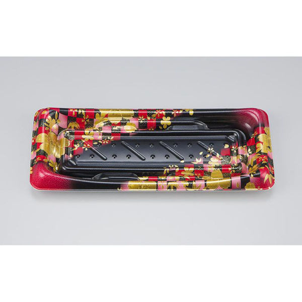 シーピー化成 寿司容器 SFうま皿15 花雅黒赤 本体 0276915008705 1ケース(1200個(50個×24)（直送品）