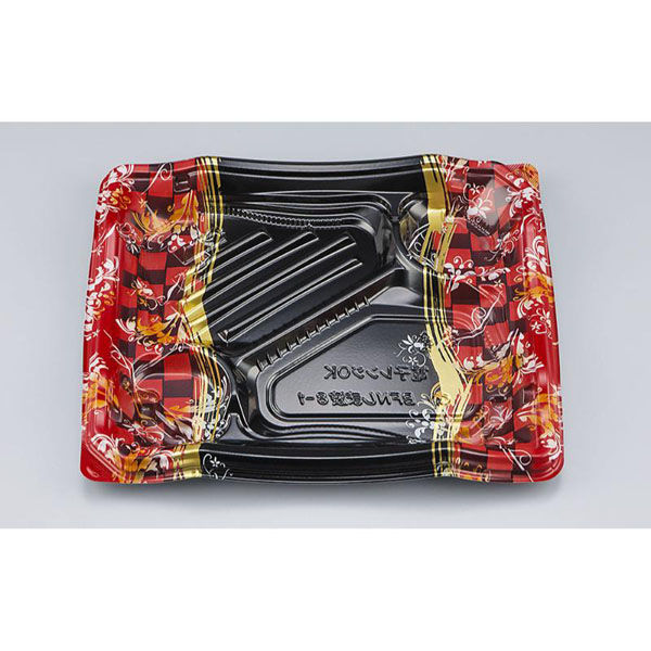 シーピー化成 弁当容器 BFNしま波8-1 筆松赤 本体 0280508018425 1ケース(600個(50個×12)（直送品）
