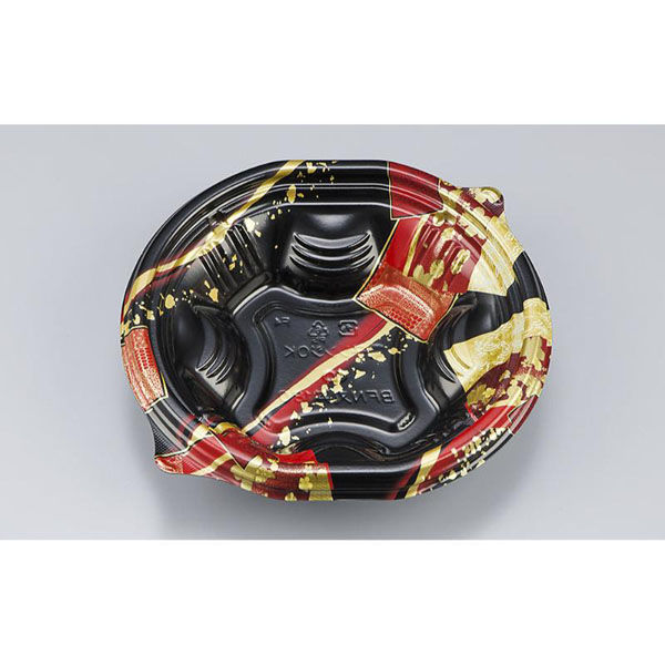 シーピー化成 どんぶり容器 BFN丸丼180 舞絹黒赤 本体 0280418008365 1ケース(600個(50個×12)（直送品）