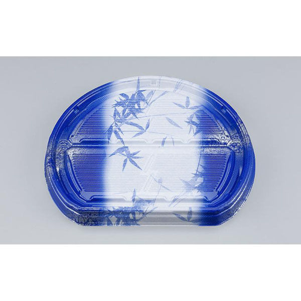 シーピー化成 寿司容器 UFハカマ板半月段4 すず葉青 本体 0597304009805 1ケース(400個(50個×8)（直送品）