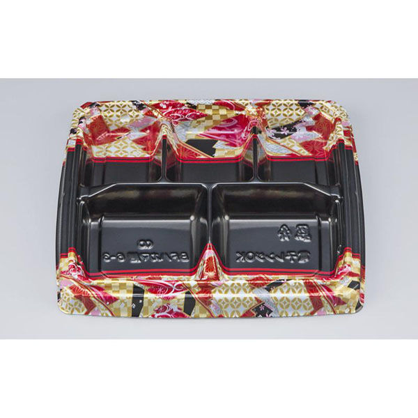 シーピー化成 弁当容器 BFハカマ膳6-3 鶴姫赤 本体(N) 0746106038945 1ケース(600個(50個×12)（直送品）