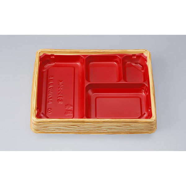 シーピー化成 弁当容器 BFハカマ集膳5 杉板赤 本体(N) 0748205001355 1ケース(600個(50個×12)（直送品）