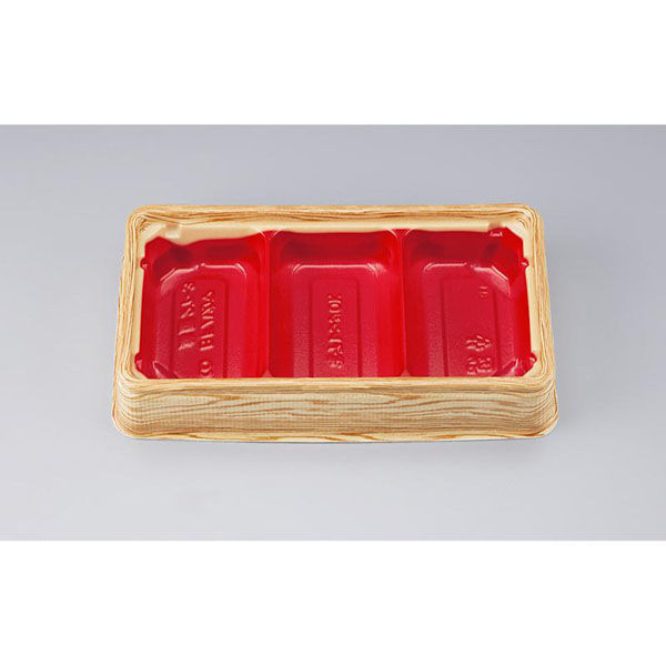 シーピー化成 どんぶり容器 BFハカマ集重27-3 杉板赤 本体(N) 0748327031355 1ケース(800個(50個×16)（直送品）