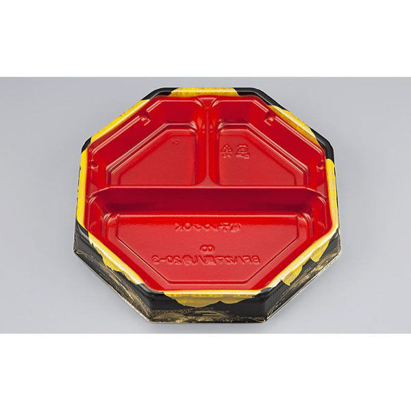 シーピー化成 弁当容器 BFハカマ集八角20-3 みやこ扇赤 本体(N) 0748520036185 1ケース(600個(50個×12)（直送品）