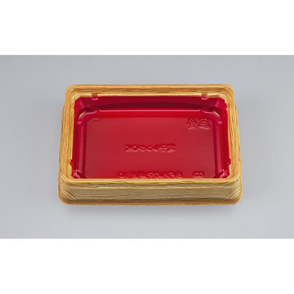 シーピー化成 どんぶり容器 BFハカマ集折10 杉板赤 本体(N) 0748710001355 1ケース(600個(50個×12)（直送品）