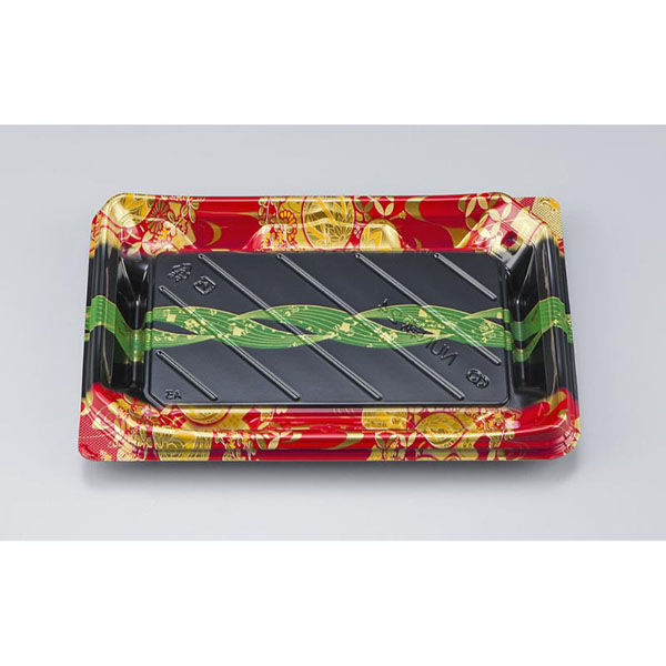 シーピー化成 寿司容器 NUN鞆24 結笹赤 本体 0780224008405 1ケース(800個(50個×16)（直送品）