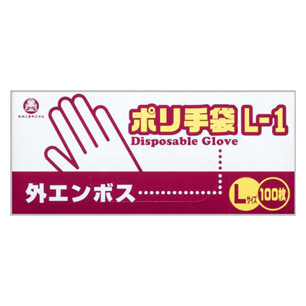 福助工業 衛生資材 ポリ手袋外エンボスタイプ L-1 100枚入り 0854646 1ケース(30個(1個×30（直送品）
