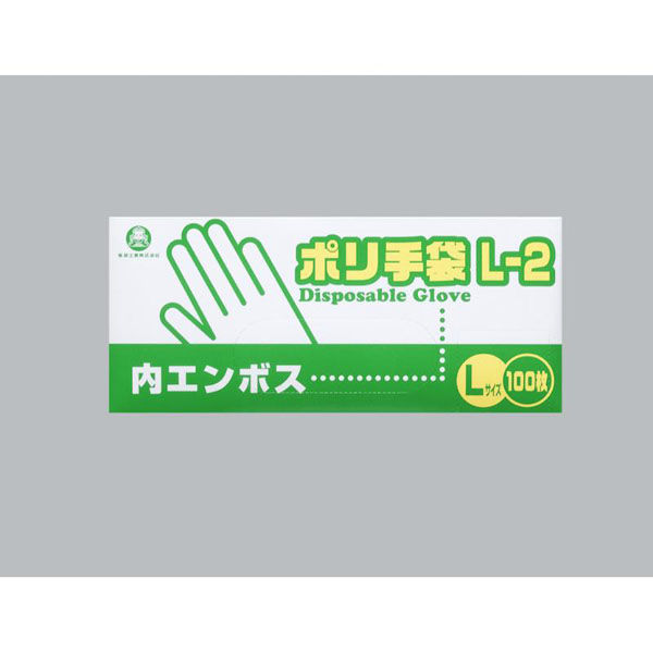 福助工業 衛生資材 ポリ手袋内エンボスタイプ L-2 100枚入り 0854689 1ケース(30個(1個×30)（直送品）
