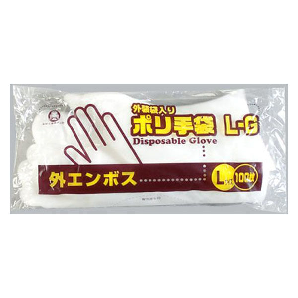 福助工業 衛生資材 ポリ手袋外エンボスタイプ 外装入 L-G 100枚入り 0854751 1ケース(50個(1個×50（直送品）